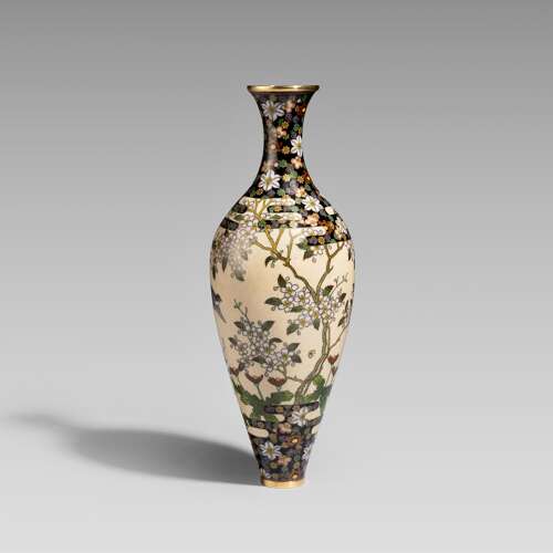 Japanese cloisonné enamel vase Meiji period