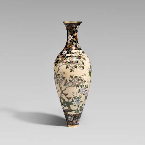 Japanese cloisonné enamel vase Meiji period