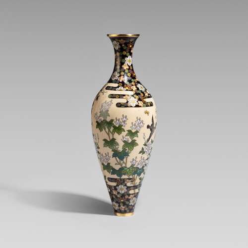 Japanese cloisonné enamel vase Meiji period