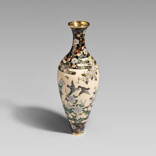 Japanese cloisonné enamel vase Meiji period