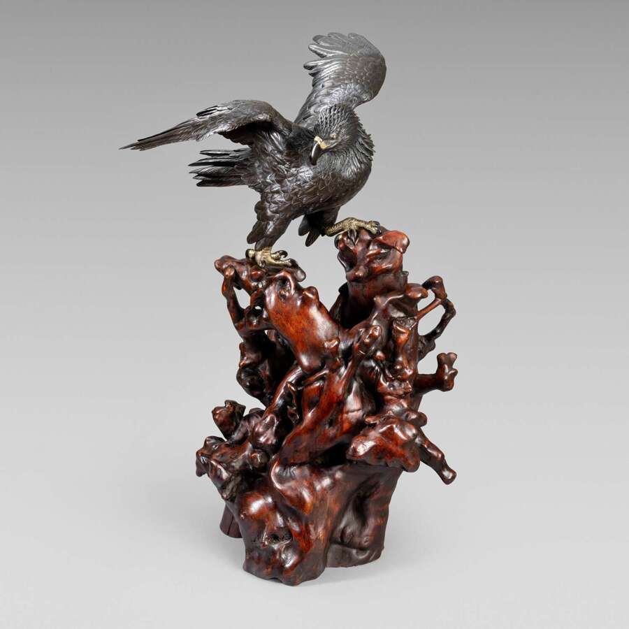 Japanese bronze eagle signed Miyabe Atsuyoshi for the Maruki Company Meiji period