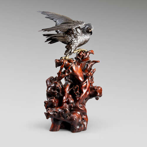 Japanese bronze eagle signed Miyabe Atsuyoshi for the Maruki Company Meiji period