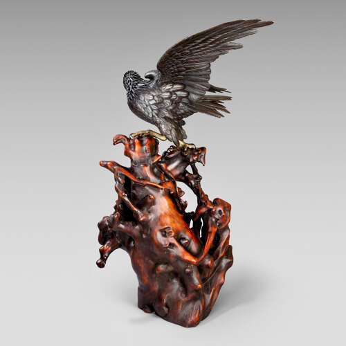 Japanese bronze eagle signed Miyabe Atsuyoshi for the Maruki Company Meiji period