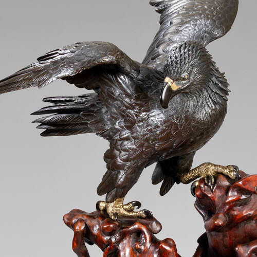 Japanese bronze eagle signed Miyabe Atsuyoshi for the Maruki Company Meiji period