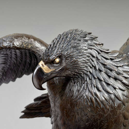 Japanese bronze eagle signed Miyabe Atsuyoshi for the Maruki Company Meiji period