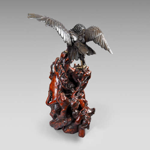 Japanese bronze eagle signed Miyabe Atsuyoshi for the Maruki Company Meiji period