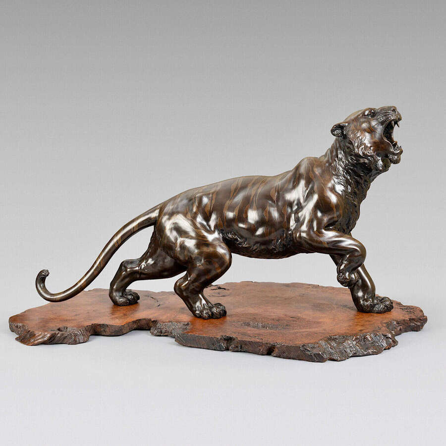 Japanese bronze tiger signed Miyabe Atsuyoshi for the Maruki Company Meiji period