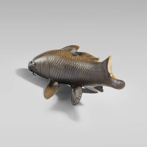 Japanese bronze group of koi carps signed Shima Ikko Meiji period
